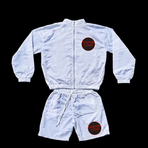 OEM Custom Windbreaker Short Two Piece Set Zip up Jacket and Nylon Pants Sweatsuit Nylon Zipper Track Suits Windbreaker Short Se - Product Image 1
