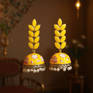 Pendientes de Araña Florales Premium JeweleMarket, Elegantes Jhumka con Cuentas para la Moda Femenina - Product Image 3