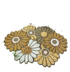 Luxe Handmade Traditional Modern Embroidery Seed Beadwork Placemat Events Home Festive Dining Coffee Ethnic Home Decor Artisan - Product Image 3