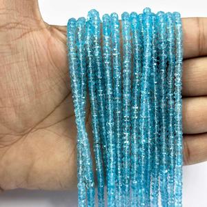 4mm Naturel Bleu Ciel Topaze Facette Rondelle Forme Pierres Précieuses Perles Brin Unique Fait Main Perles Bijoux Fournisseur Régulier - Product Image 4