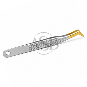 Pince à épiler pour extensions de cils Russian Volume avec poignée texturée en forme de cœur, en acier inoxydable, instrument de beauté - Product Image 3