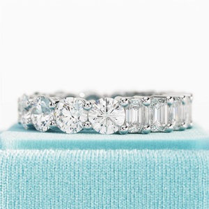 4.5 Carat Round and <b>Emerald</b> Cut Eternity <b>Band</b> , Unique Eternity Multi Shape Diamond <b>Ring</b> , 14k White Gold - Product Image 5
