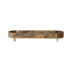 Bandeja Elevada de Madera Estrecha en Forma de Píldora ADC, Bandeja Decorativa Ovalada de Patrón Sólido para Cocina, Baño y Fiestas - Product Image 1