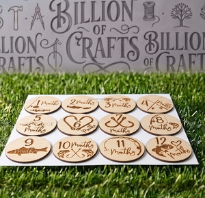Billion Of Crafts Wooden Baby <b>Milestone</b> <b>Cards</b> Personalized Engraved Monthly Growth Tracker For Newborn Photography Keepsake Set - Product Image 6