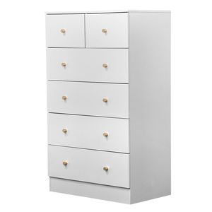 Cassettiera 4+2 Cassetti con Maniglie Oro Opaco, in Truciolato Bianco con Finitura Melaminica Testurizzata, 66x40x111cm - Product Image 2