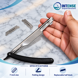 Professional Barber Straight Razor with 100 PCS Stainless Steel Half Blades <b>Box</b> for <b>Hair</b> Cutting - Product Image 6