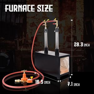 Four industriel au propane pour forge à couteaux, double brûleur, grande capacité, modèle D0100H7IX48, brûleur carré - Product Image 3