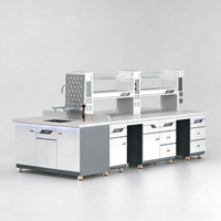 Banc de laboratoire scolaire moderne tout en acier, robuste, avec rangement au sol, pour installations de recherche