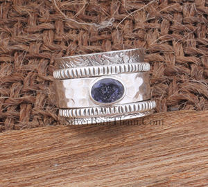 Bague tournante en argent sterling 925 avec pierre précieuse naturelle Iolite, pierre de naissance de février, cadeau pour femme - Product Image 6
