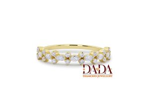 Anillo de Eternidad de Diamantes Florales de Lujo para Mujer, Anillo de Boda con Diamantes Marquise y Redondos, Anillo Apilable Elegante, Regalo de Aniversario - Product Image 3