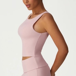 Women Sleeveless Built-in Bra O-Neck Racerback Padded Knitted Breathable Anti-Pilling Casual Eco-Friendly <b>Viscose</b> Tank <b>Top</b> - Product Image 6