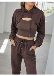 Conjunto de Sudadera con capucha Logotipo personalizado Impreso de alta calidad Tejido en relieve Bordado Oversized Heavyweight Crop Top Mujeres Sudaderas con capucha Sudadera - Product Image 3