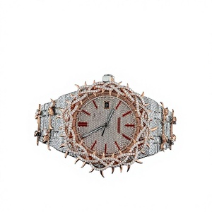 Premium Iced Quartz <b>Watch</b> No Waterproof Fully Moissanite Bust <b>Skeleton</b> Luxury Stainless Steel ETA Movement 42mm Case Diameter - Product Image 5