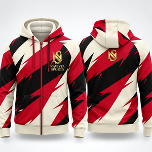 Sweat à capuche unisexe en molleton avec impression numérique par sublimation intégrale, design zippé, idéal pour l'hiver et le streetwear, éco-responsable - Product Image 3