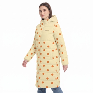 Women's Long Dotted Print Sublimated Puffer <b>Coat</b> <b>Belted</b> Hood Quilted Winter Jackets Warm Padded Outdoor Fashion Casual Outerwear - Product Image 3