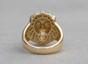 Anillo de Hombre con Cabeza de León 3D, Anillo de Hip Hop con Diamante de Corte Redondo Moissanite, Plata 925 Original con Baño de Oro, Regalo para Amigos - Product Image 4