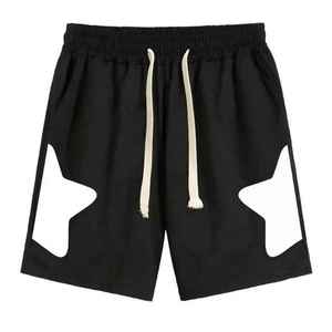 Pantalones Cortos Bermuda Marrones para Hombre con Diseño de Recortes Blancos, Cintura con Cordón Ajustable, Pantalones Cortos Casuales de Algodón - Product Image 3
