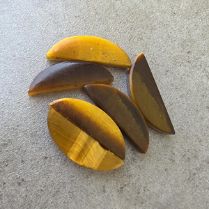 AAA Grade Natural Yellow Tiger Eye Cabochon Half <b>Moon</b> Shape Flat Back Calibrated Gemstone All Sizes Available - Product Image 6
