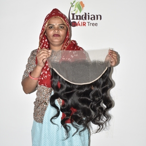 Frontal HD 13*6 <b>Body</b> <b>wave</b> hair Machine double weft Indian manufactures Natural Color Cuticle aligned women Human Hair Wholesale - Product Image 1