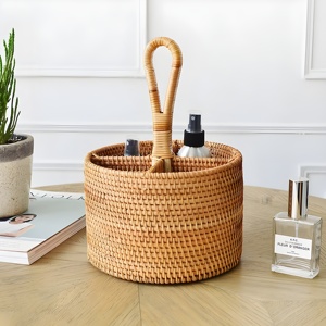 Rotin Ustensile Caddy Panier Porte-couverts Paniers Ustensiles Couverts Conteneur De Stockage Cuisine Table À Manger Décor - Product Image 2
