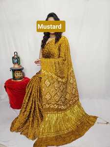 Sari Bandhani Tradicional al por Mayor - Sari de Seda Pura con Estampado a Mano para Bodas, Fiestas, Graduaciones y Uso Casual - Product Image 3