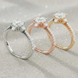 แหวนหมั้นประดับเพชรทรงวินเทจชุบทองคำสีโรสโกลด์ลายเข็มทิศ - Product Image 5