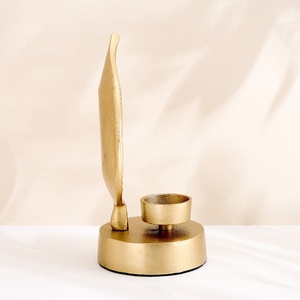 Elegant Golden Leaf <b>Tea</b> Light Holder Artisan Metal Candle <b>Stand</b> High Quality For Modern Table Decor Weddings & Luxury Gifting - Product Image 5