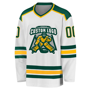 Maillot de hockey sur glace personnalisé pour homme, imprimé par transfert thermique, uniforme d'équipe, nom et numéro personnalisés, 100% polyester, rembourré, respirant - Product Image 2