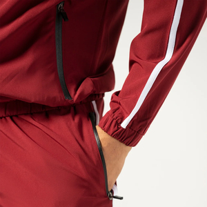 Survêtement pour homme rouge à manches longues, couleur unie, style sportif, respirant, 100% coton, vêtements d'hiver, poches latérales, fermeture à cordon - Product Image 3