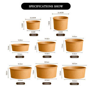 Custom Logo for Household Use High Quality Handmade Kraft Paper Takeaway Food Bowl Deli Container UV Coating Silk Screen Printed - Product Image 5