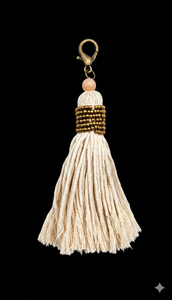 Écharpe à franges décorative carrée en soie style tapisserie, 100% rayonne, beige, bleu marine, à motifs, accessoire élégant - Product Image 3