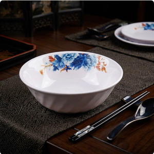 Tazón Redondo de Melamina con Diseño Floral Azul, Plato para Servir Sopa o Fideos de 17.5 cm, Diseño Zen Asiático, Resistente al Calor, Apto para Lavavajillas - Product Image 6