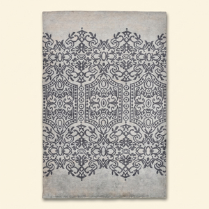 Tapis en laine grise Ashen Palace noué à la main, écologique, antidérapant, tapis d'appoint damassé moderne pour salon et hôtel - Product Image 1