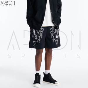 Shorts en tricot personnalisés avec logo, design tendance, pour hommes, en coton mélangé de haute qualité, vêtements décontractés, streetwear, mode, fabrication OEM ODM - Product Image 3