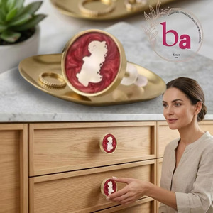 Round Brass Furniture <b>Knob</b> with Red Resin Baby Dinosaur Design Modern Eco-Friendly Durable Drawer <b>Dresser</b> Cabinet Handle - Product Image 2