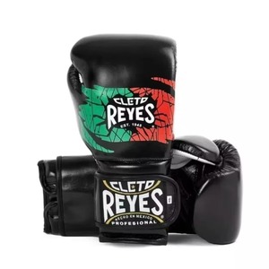 Gants de boxe professionnels Cleto Reyes, noir, vert, rouge, en cuir, à lacets, entraînement, 14 oz - Product Image 6