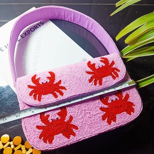 Sacs de rangement pour vêtements faits à la main, brodés de tortues marines, en coton 100% écologique et durable, avec perles violettes, pour bijoux individuels - Product Image 3