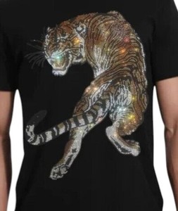 Nueva camiseta de moda para hombre con diseño de tigre y diamantes de imitación, diseño de animales con cristales brillantes, camiseta transpirable de manga corta para fiestas y moda - Product Image 5