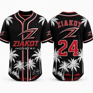 เสื้อเบสบอลผู้ชาย ZIAKOT สีดำ พิมพ์ลายต้นปาล์ม แขนสั้น ทรงปกติ ระบายอากาศได้ดี ชุดกีฬา - Product Image 1