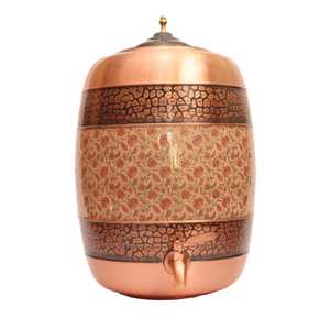 Artisan Meenakari Printed Copper Water Dispenser Paisley Pattern 5 Liter Ayurvedic Metal Tank Traditional Indian Health Pot - Product Image 4