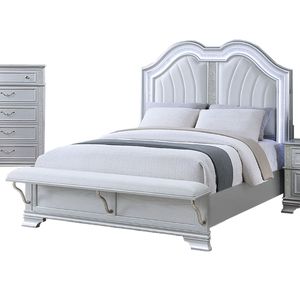 Letto Matrimoniale Contemporaneo ed Elegante con Panca Integrata alla Base, Imbottito, USB, 1 Pezzo, Finitura Grigia - Product Image 6