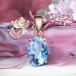 จี้พลอยโทแพซสีฟ้าสไตล์วินเทจ เงินแท้ 925 ชุบทองคำขาว 14K และโรเดียม ของขวัญประจำเดือนธันวาคม - Product Image 1