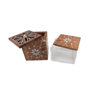 Juego de quemadores de incienso de madera artesanales de primera calidad con incrustaciones de nácar. Decoración y Estilo de Vida Árabe para el Hogar, Calidad de Exportación - Product Image 5