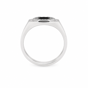 925 Sterling Silver Black <b>Onyx</b> and Cubic Zirconia Hexagon <b>Signet</b> <b>Ring</b> for <b>Men</b> Wedding Party High Polish Finish - Product Image 5