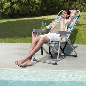 Sedia da Spiaggia Flamingo 63*70*99cm, in Tessuto Oxford, Tubo in Alluminio Bianco Argento, Capacità di Carico 100kg - Product Image 2