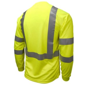<b>Hi</b> <b>Vis</b> O Neck Full Sleeve Workwear <b>Shirt</b> Reflective Bands Multi Pocket Utility Design High Visibility Work <b>Shirt</b> for Men - Product Image 6