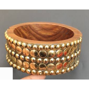 Pulseras de Madera al por Mayor con Incrustaciones de Acero, Pulidas, Hechas a Mano, Proveedor Mayorista de Joyería de Moda para Mujer - Product Image 1