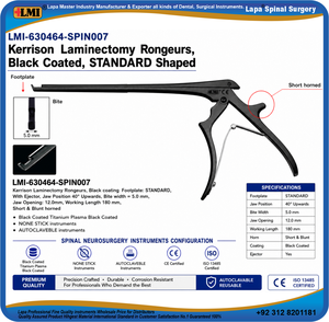 คีมตัดกระดูกเคลือบไทเทเนียมสีดำแบบไม่ติดสิ่งสกปรก ยี่ห้อ Kerrison รุ่น Laminectomy Rongeurs Manual STANDARD Ejector ทำจากสแตนเลสสตีล สามารถนึ่งฆ่าเชื้อได้ - Product Image 6