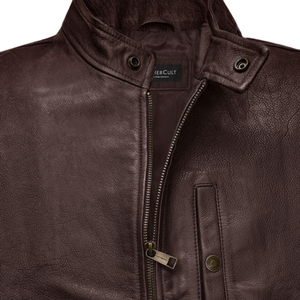 Men's Brown Genuine Leather Vest Stand Collar Zipper Moto Biker <b>Waistcoat</b> - Product Image 6