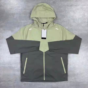 Ensemble coupe-vent à capuche pour homme, manches courtes, extensible dans quatre directions, léger, résistant au vent fort, pour l'entraînement, les voyages en plein air, logo personnalisé - Product Image 2